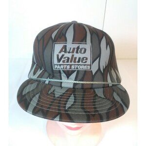 Vintage Camouflage Trucker Hat Auto Value Parts Store San Sun One Size